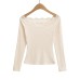 Slim fit floral long sleeved one shoulder off the shoulder top