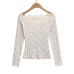 Slim fit floral long sleeved one shoulder off the shoulder top