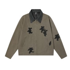 Embroidered Little Bear Washed Detroit Jacket Coat