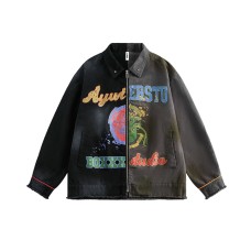 Color blocking patchwork diverse graffiti jacket