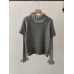 Round Neck Short Sleeve Knit Top with Layered Ruffle Long Sleeve Solid Color Inner Wear Two-Piece Set