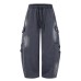 Streetwear Men's Pants, Distressed Washed Multi-Pocket Knife Cut Loose Fit Casual Tapered Jeans for Men