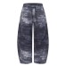 Street Style Men's Pants, Drawstring, Blue Camouflage Patchwork, Wide Leg, Loose Fit, Versatile Men's Trousers