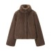 Stand up collar fur coat