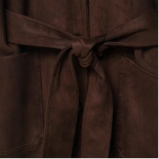 Notched Collar Suede Effect Jacket with Belt