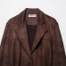 Notched Collar Suede Effect Jacket with Belt