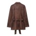 Notched Collar Suede Effect Jacket with Belt