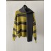 Colorful Stripe Round Neck Knit Sweater with Scarf Casual Top