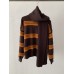 Colorful Stripe Round Neck Knit Sweater with Scarf Casual Top