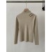 Stand-up Collar Hollow-out Shoulder Knit Top Autumn Winter Vintage Inner and Outer Layering Basic Top