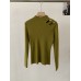 Stand-up Collar Hollow-out Shoulder Knit Top Autumn Winter Vintage Inner and Outer Layering Basic Top