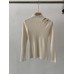 Stand-up Collar Hollow-out Shoulder Knit Top Autumn Winter Vintage Inner and Outer Layering Basic Top