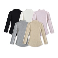 Slim fit semi high neck top