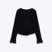 V-neck long sleeved layered decorative top
