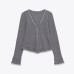 V-neck long sleeved layered decorative top