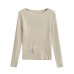 Solid color small slit top