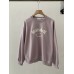 Casual Letter Smile Embroidered Hoodie Women's Long Sleeve Loose Round Neck Sweatshirt