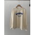 Casual Letter Smile Embroidered Hoodie Women's Long Sleeve Loose Round Neck Sweatshirt