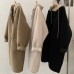 Detachable Knit Hooded Faux Fur Lined Thick Warm Sherpa Long Sleeve Coat Jacket