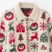 Flip collar jacquard knitted jacket