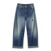 Mid waist loose ripped jeans