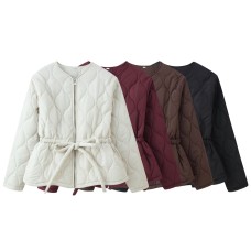 Four color waist cinched cotton long sleeved cotton clothing