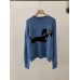 Omalai Casual Loose Round Neck Cartoon Dog Jacquard Knitwear for Women
