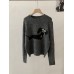 Omalai Casual Loose Round Neck Cartoon Dog Jacquard Knitwear for Women