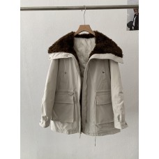 Lamb Fleece Turn-Down Collar Parka Long Sleeve Zip-Up Mid-Length Warm Cargo Jacket Women Lamb Fleece Turn-Down Collar Parka Long Sleeve Zip-Up Mid-Length Warm Cargo Jacket Women