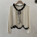 Sweet and Gentle Style Ruffled Irregular Wave Hem Bow Tie Long Sleeve Top