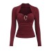 Irregular metal buckle decorative pleated top for women