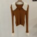 Elegant Flared Collar Knitted Top with Faux Fur and Cable Knit Detail, Slim Fit Long Sleeve Sweater for Women
