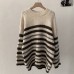 Colorful Stripe Knit Sweater Women's Autumn Winter New Thick Long Sleeve Round Neck Loose Top