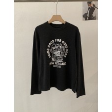 Printed Round Neck Basic Tee Autumn Winter Loose Casual Long Sleeve Inner Layer T-Shirt Top