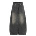 Street Style Men's Pants, White Washed Patchwork Dagger Cut Tapered Leg, Loose Fit Casual Wide Leg Pants for Men