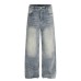 Style Men's Denim Pants, Bleached Straight Leg, Trendy Brand, Loose Fit, Casual Wide Leg Jeans for Men