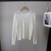 Lace Spliced V-Neck Slim-Fitting Versatile Women's Knit Top
