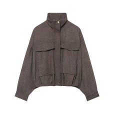 Herringbone patterned puffy pilot jacket
