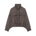 Herringbone patterned puffy pilot jacket