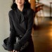 Soft and Elegant Wool Long Sleeve Top with Gentle Tie-Neck Design