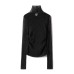 Stylish Starlight Waltz Sheer Textured Pleated High Neck Knit Top