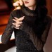 Stylish Starlight Waltz Sheer Textured Pleated High Neck Knit Top