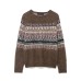 Jacquard Knitted Shirt with Brushing Effect