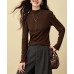 Versatile Faux Cashmere Basic T-Shirt for Women, Warm Inner Layer, Half-High Neck Top