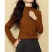 Versatile Faux Cashmere Basic T-Shirt for Women, Warm Inner Layer, Half-High Neck Top