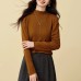 Versatile Faux Cashmere Basic T-Shirt for Women, Warm Inner Layer, Half-High Neck Top