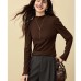 Versatile Faux Cashmere Basic T-Shirt for Women, Warm Inner Layer, Half-High Neck Top