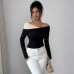 Irregular pleated edge slim fit long cut top with a single neckline