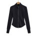 High neck long sleeved double zipper top for women