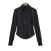 High neck long sleeved double zipper top for women